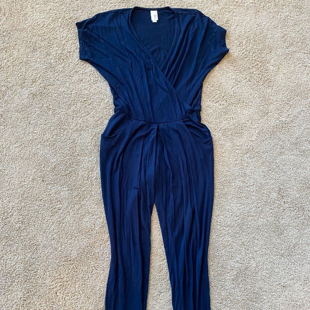 Women's Short Sleeve Wrap Top Jumpsuit - XS